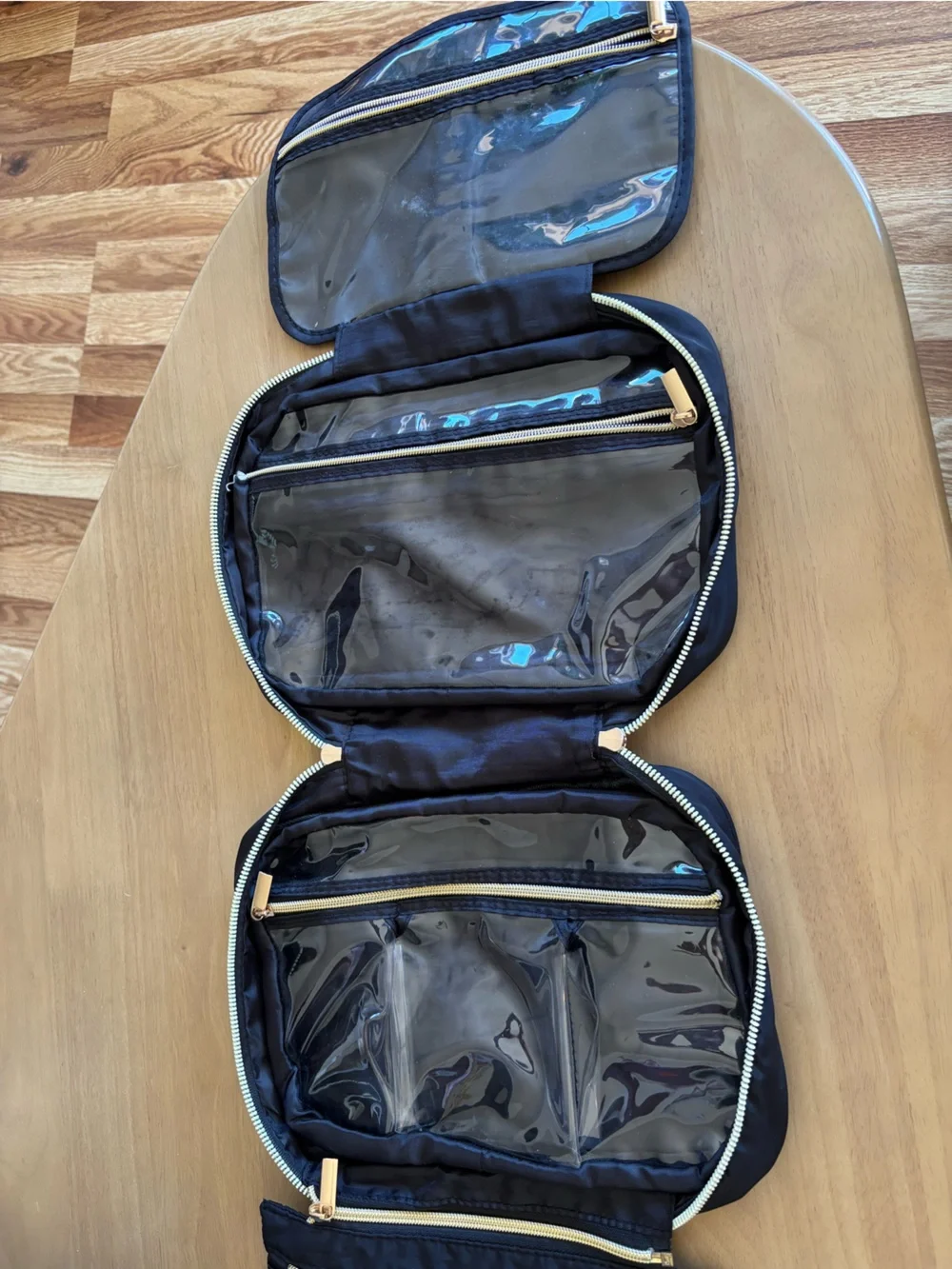 Aimee Kestenberg Black Quilted Cosmetic Carry Case/Travel Bag with Gold Hardware